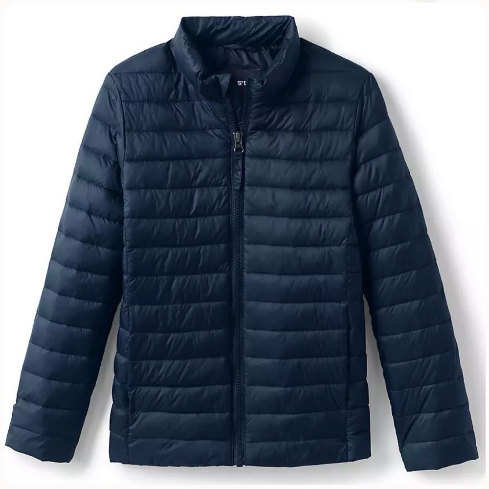 Lands End Husky Boys Navy Puffer Jacket LIKE NEW